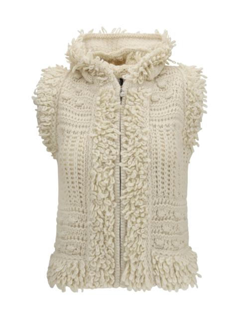 FENDI Fendi Wool and Alpaca Hooded Gilet Avorio