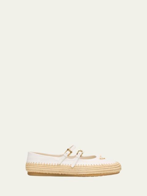 Prada Leather Dual Mary Jane Ballerina Espadrilles