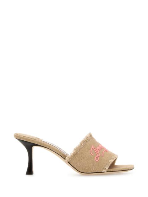 JIMMY CHOO Jimmy Choo Women Beige Fabric Alexia 70 Mules