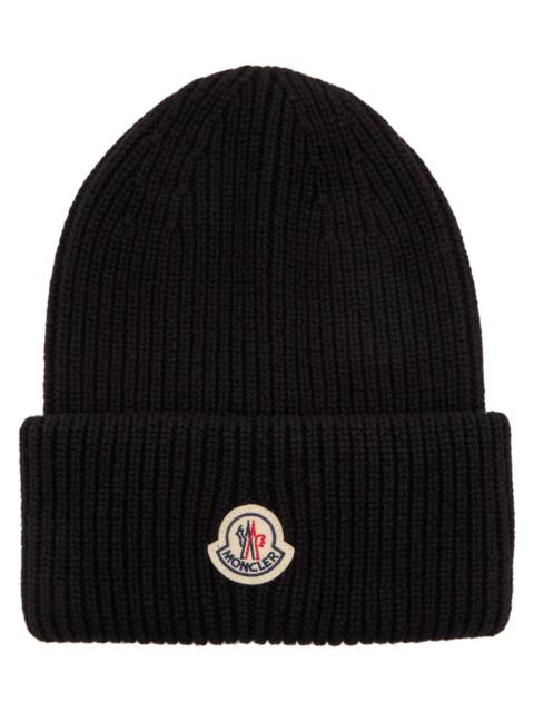 Moncler Moncler Logo Ribbed Wool and Cashmere-blend Beanie