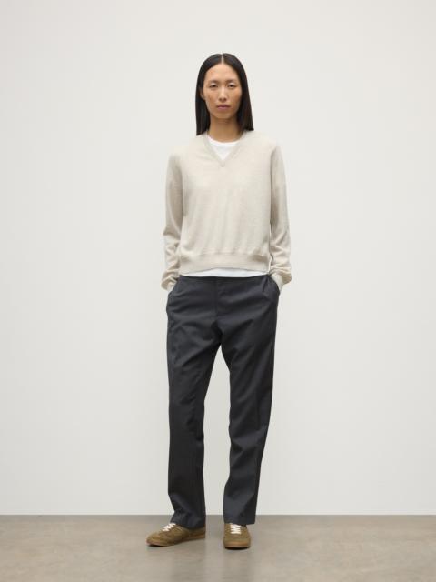 Johnstons of Elgin Lunan Natural Classic Cashmere V Neck Jumper