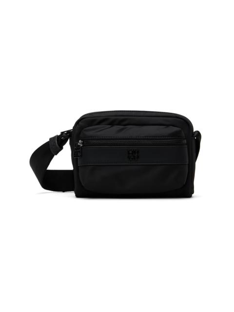 HUGO Black Stacked-Logo Twill Crossbody Bag