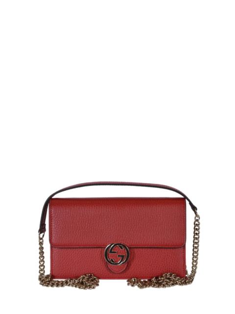 GUCCI Interlocking shoulder bag GG small Red leather