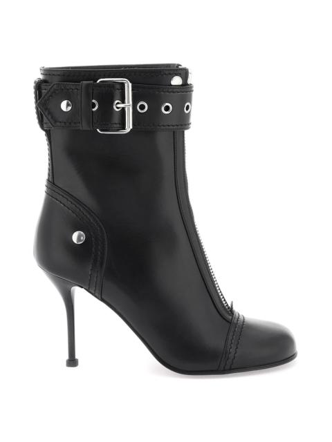 Alexander Mcqueen Leather Ankle Boots With Buckle