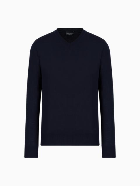EMPORIO ARMANI Pure virgin wool V-neck jumper