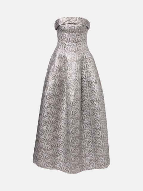 SIMKHAI Metallic-effect bustier gown