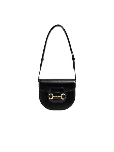 GUCCI Black Leather Mini Gucci Horsebit 1955 Shoulder Bag