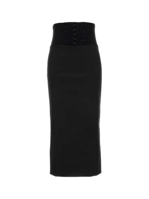 Dolce & Gabbana Women Black Satin Skirt