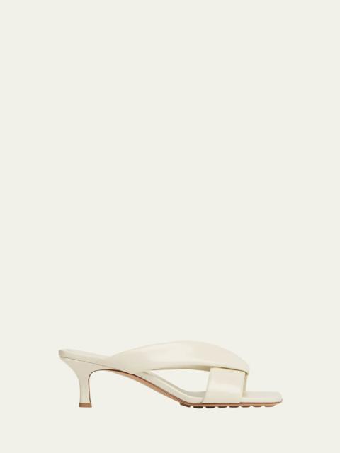 Bottega Veneta Riva Crisscross Nappa Leather Kitten Heel Mules