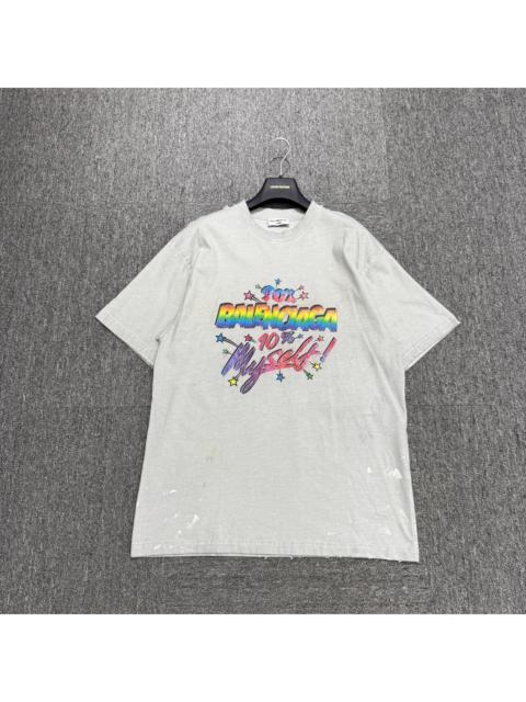 BALENCIAGA Balenciaga Stencil Rainbow Print Short Sleeve T-Shirt