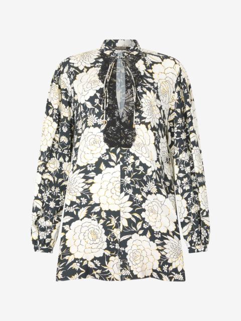 Roberto Cavalli Mini Dress with Floral Print and Lace