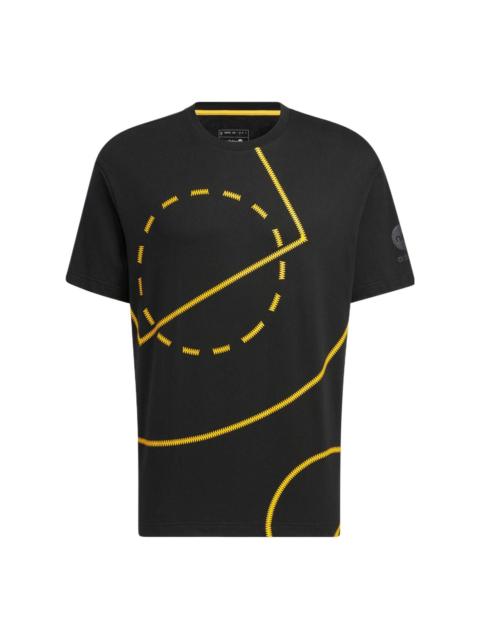 adidas adidas neo Geometry Pattern Printing Round Neck Short Sleeve Unisex Black T-Shirt HM9999
