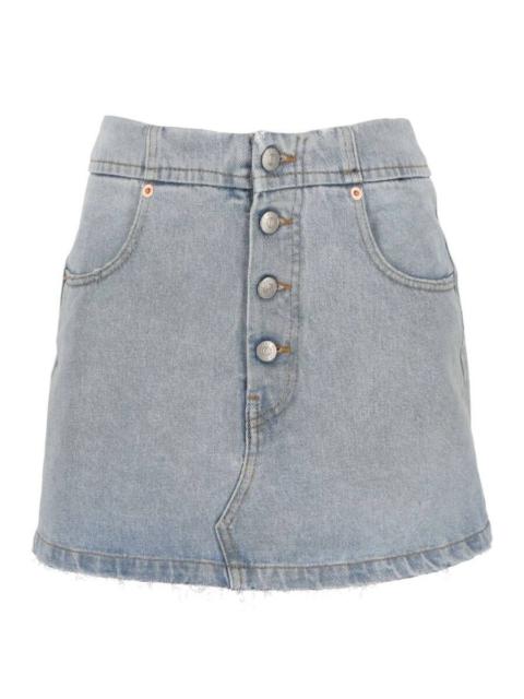 MM6 Maison Margiela Blue Frayed Denim Miniskirt