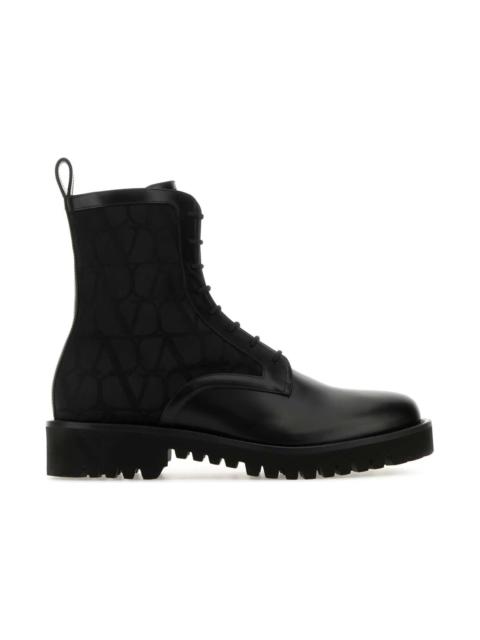 Black Toile Iconographe And Leather Ankle Boots