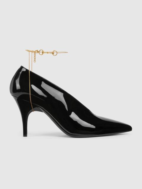 GUCCI Gucci Leather Décolletté Pumps With Jewel