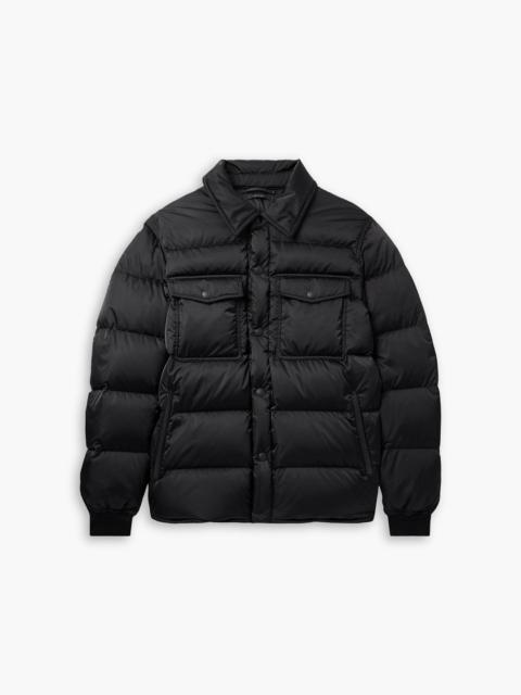 TOM FORD Leather-trimmed quilted padded shell down jacket
