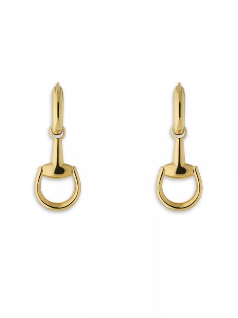 GUCCI 18K Yellow Gold Horsebit Dangle Hoop Drop Earrings
