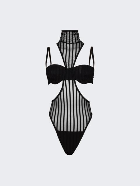LaQuan Smith Cut-out Mock Neck Bodysuit Black