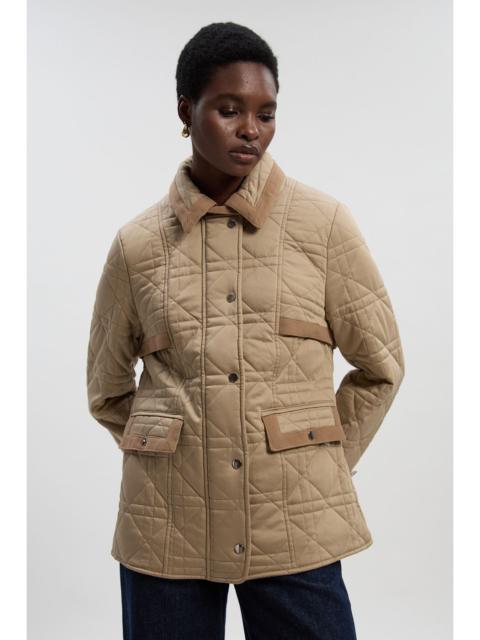 KAREN MILLEN Quilted Padded Cord Mix Short Coat