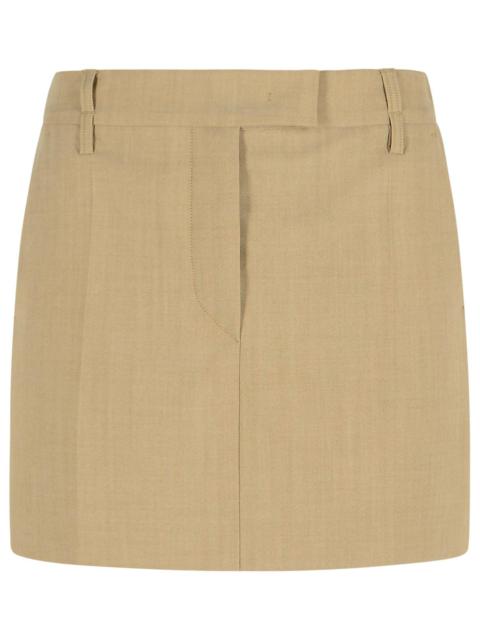 Sportmax Sportmax 'Fify' Beige Brown Virgin Wool Miniskirt Women
