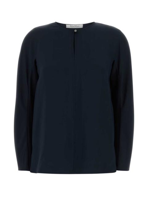 Max Mara Max Mara Women Midnight Blue Stretch Silk Mitico Blouse