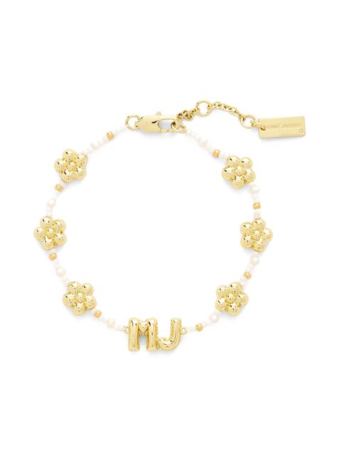 Marc Jacobs Marc Jacobs MJ Balloon Bead & Freshwater Pearl Bracelet in Gold/Cream at Nordstrom