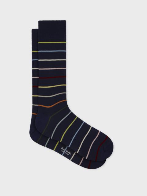 Paul Smith Navy Blue Cotton-Blend Block 'Signature Stripe' Socks