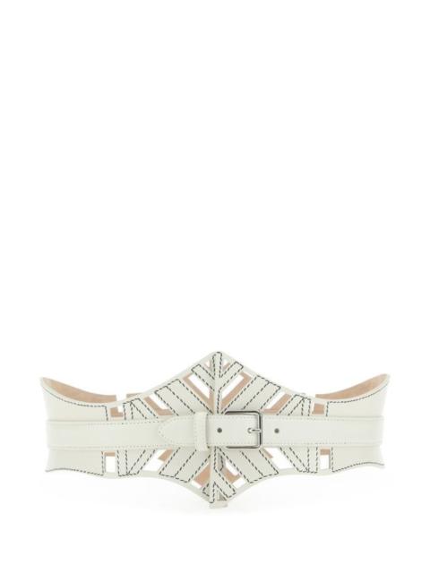 ALEXANDER MCQUEEN WOMAN Ivory Leather Cut Out Belt