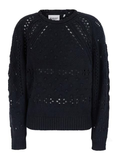 Isabel Marant Étoile Isabel Marant Etoile Women 'Luce' Black Crew Neck Sweater With Perforated Design In Wool For Women