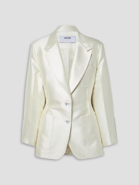 CHRISTOPHER JOHN ROGERS Ruched cotton and silk-blend satin blazer