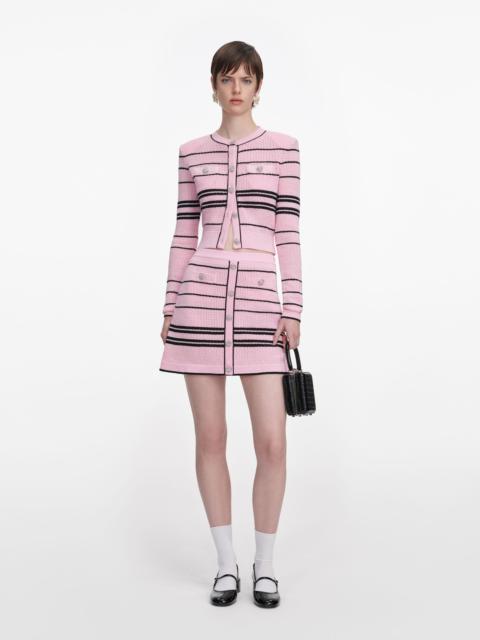 self-portrait Pink Stripe Knit Mini Skirt