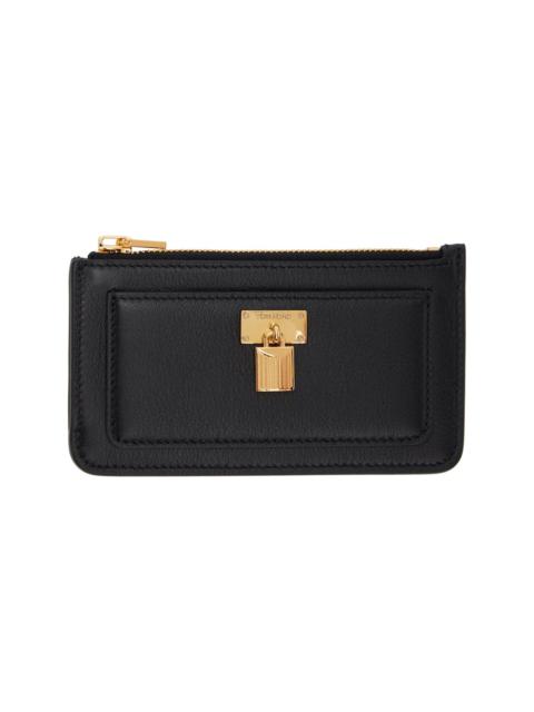 TOM FORD Black Grain Leather Padlock Zipped Card Holder