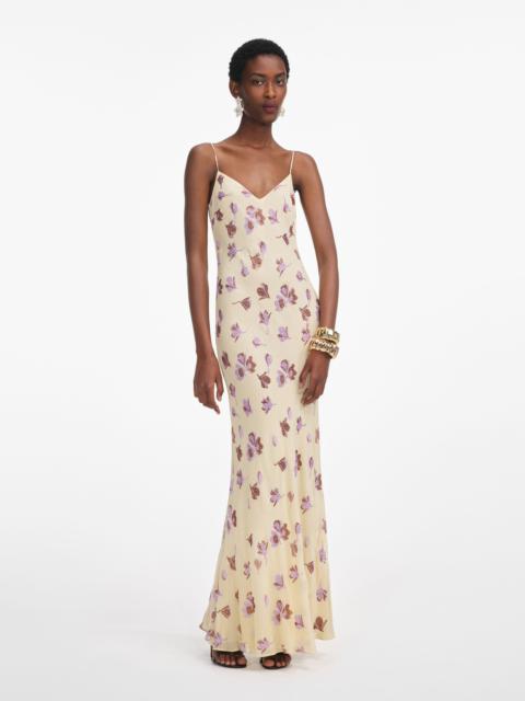 self-portrait Yellow Floral Rhinestone Maxi Dress