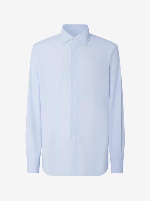 CORNELIANI White/light Blue bi-elastic fabric shirt with micro pattern