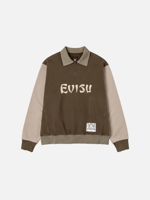 EVISU Logo Appliqué Regular Fit Half-Zip Color-Blocking Sweatshirt