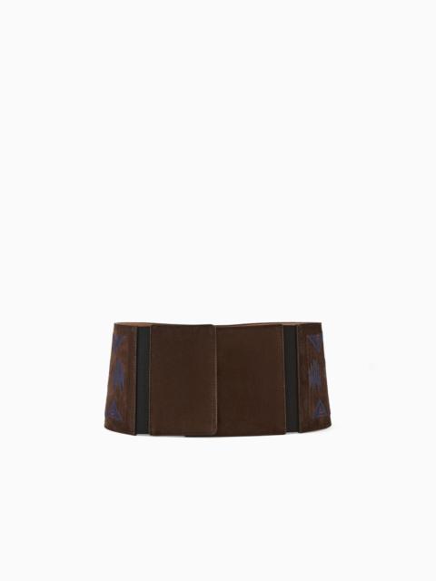 GIORGIO ARMANI EMBROIDERED SUEDE WIDE BELT