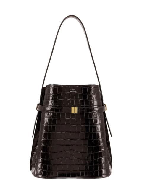 Totême TOTEME New Brown Croco Leather Belted Bucket Bag $1340