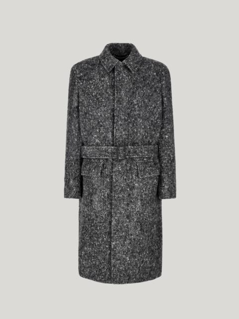 Canali BABY ALPACA AND WOOL BLEND COAT WITH LEATHER DETAILS