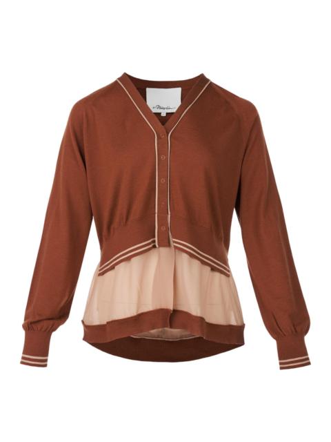 3.1 Phillip Lim Chiffon Hem Boxy Cardigan