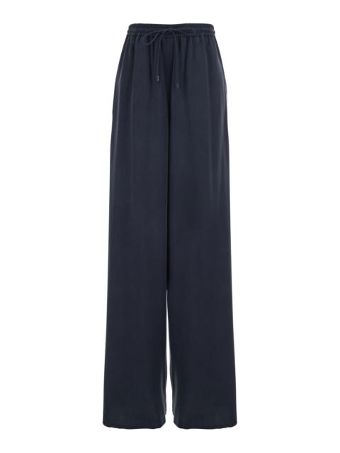 Max Mara Max Mara Women Blue Pants With Elastic Waist With Drawstring In Silk Woman