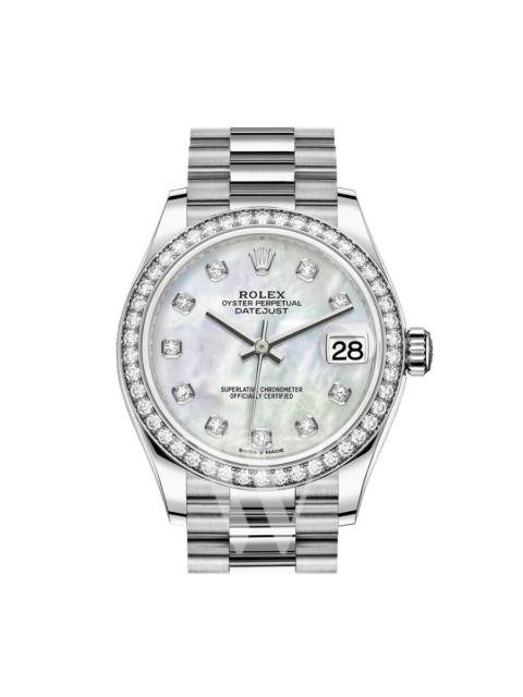 ROLEX Rolex Datejust 31 Mother of Pearl Diamond Dial Ladies 18kt White Gold President Watch 278289MDP