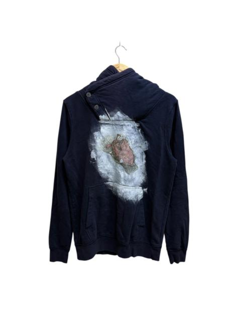 Other Designers Divided sherpa lined button up cowl neck graphic print hodie