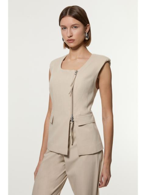 KAREN MILLEN Tailored Viscose Zip Through Multi Stitch Waistcoat