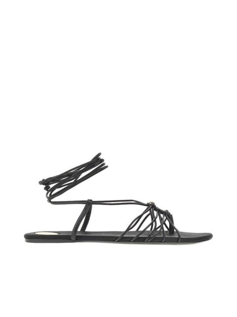 SAINT LAURENT Saint Laurent Babylone Leather Flat Sandals Black