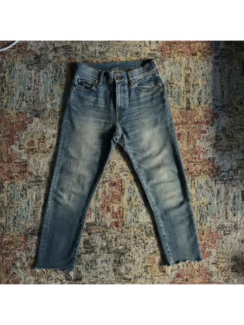 Muji - Labo vintage blue wash denim jeans with raw hems Japan