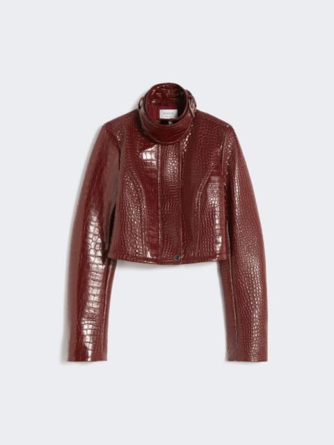 Sportmax Patent leather cropped jacket with alligator print - dark red