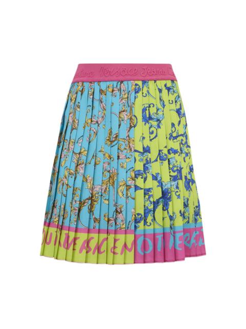 Barocco-print pleated skirt