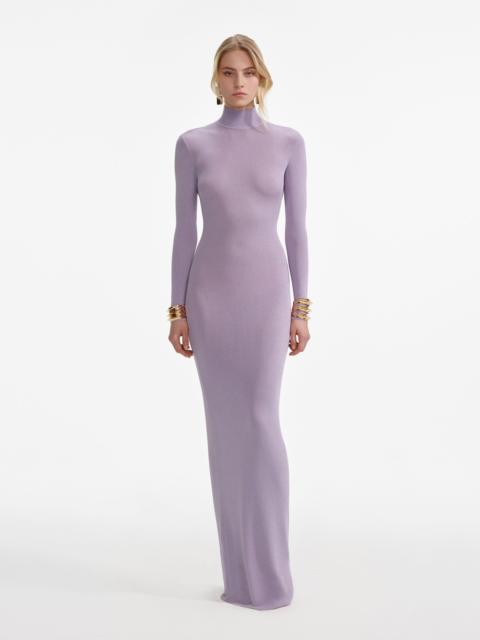 self-portrait Lilac Viscose Knit Maxi Dress