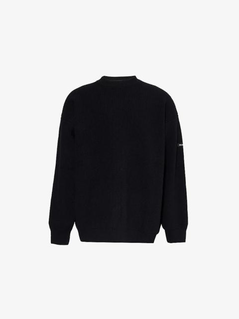 Crew-neck ribbed wool jumper