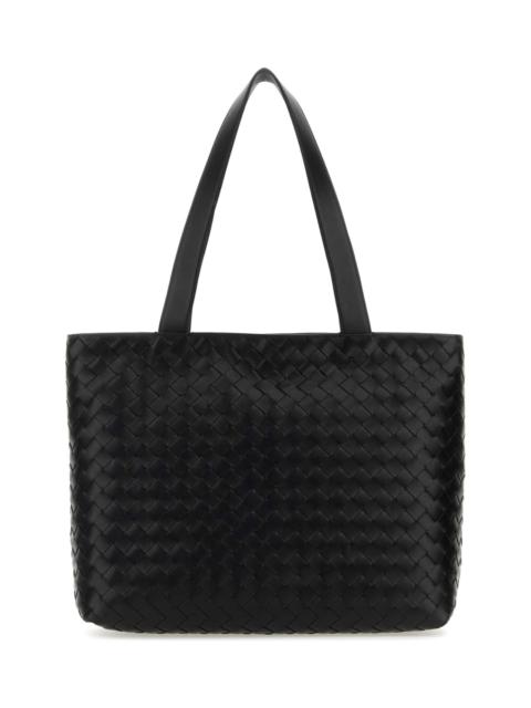 Black Leather Small Intrecciato Shopping Bag